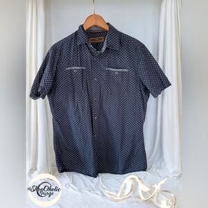 PD&C Pearl Snap button up short sleeve Shirt Medium Western Style Mens Button up